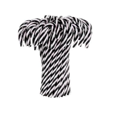 Imagem de Kzyapi 32 peças de enfeite de bengala de doces de Natal de plástico para pendurar em árvore de Natal torcida preto e branco bengalas de doces para decoração de árvore de Natal em casa de Natal (12 cm