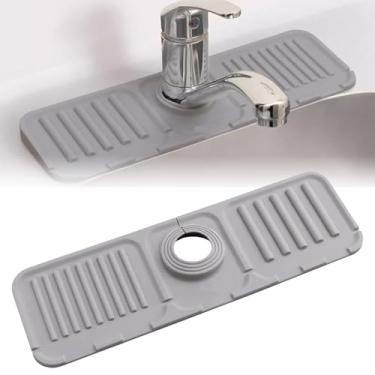 Imagem de Tapete de torneira de silicone para pia de cozinha, protetor de respingos de silicone aprimorado com secagem rápida, tapete de drenagem impermeável para área de torneira, banheiro e cozinha
