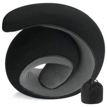 Imagem de REDOFF Almofada de viagem para suporte de pescoço, travesseiro de pescoço de espuma viscoelástica para avião, carro, escritório – alça ajustável com fita mágica, respirável e portátil com bolsa de