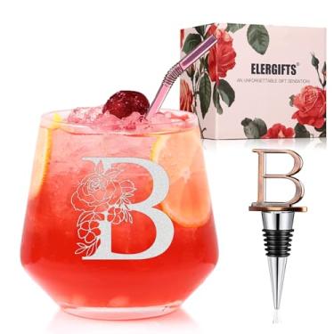 Imagem de Presentes personalizados para mulheres, monograma A-Z taça de vinho presente personalizado, presentes exclusivos de aniversário de Natal para mulheres, sua mãe, amiga, irmã, esposa, filha, enfermeira