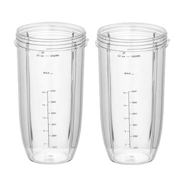 Imagem de Wonder Star Copo de substituição de 946 ml para NutriBullet 600W e 900W | Frasco de liquidificador compatível (pacote com 2) | Policarbonato livre de BPA, 4 linhas de aderência, design durável e à