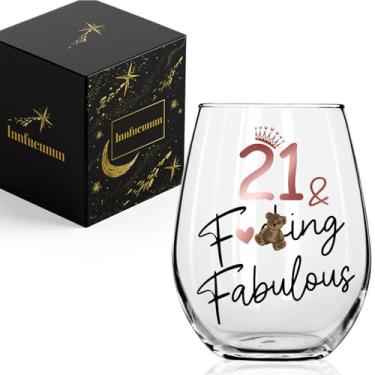 Imagem de Innfueunun Presentes de taça de vinho de 21 anos para mulheres, 21 fabulosos presentes de feliz aniversário de 21 anos, ideias engraçadas para irmã melhor amiga filha