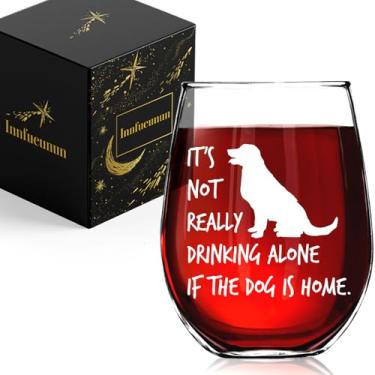 Imagem de Innfueunun Taça de vinho divertida sem haste The Dog is Home, presente engraçado para amantes de cães, pais de pelos, avós de animais de estimação, 425 g