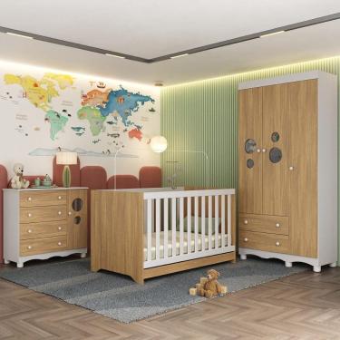 Imagem de Quarto de Bebê Completo com Berço Americano 3 em 1 Suspiro Multimóveis MP4624