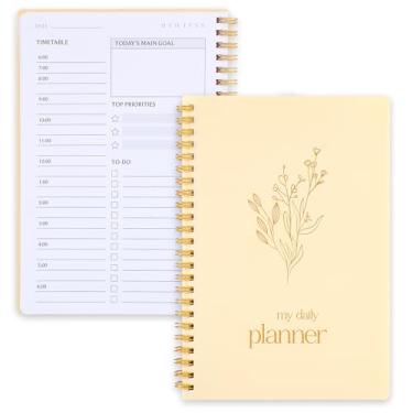 Imagem de Thboxes Planejador diário de 80 páginas, 14,5 x 21,2 cm, cor sólida, estampagem a quente, planejador de processo para escola, trabalho, escritório, melhorar a eficiência, listar, organizar tarefas