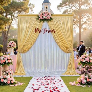 Imagem de Cortina de fundo de lantejoulas prateadas brilhantes de 6 x 3 m para festas - 4 painéis de 1,5 x 3 m de espessura, sem vincos, com glitter, pano de fundo, para fotos e aniversário de casamento