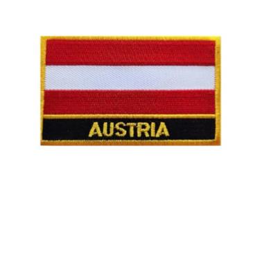 Imagem de XIAOYATOU 1 emblema bordado da bandeira da Áustria PSC, passado, 8 x 5 cm, vermelho e preto (Áustria)