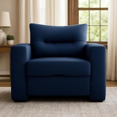 Imagem de Poltrona Cama Solteiro Retrátil Marissol Veludo Sofisticado (Azul)