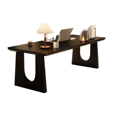 Imagem de Mesa de trabalho Mesa de trabalho moderna e espaçosa para laptop com pernas aço carbono, mesa escritório minimalista para casa(Preto,XL)