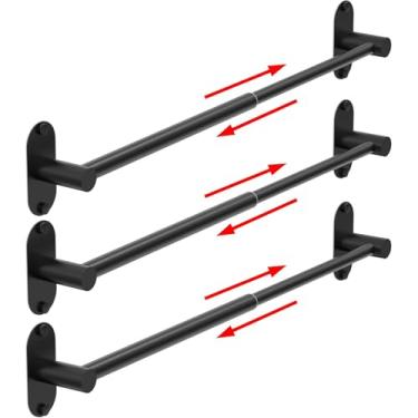 Imagem de Toalheiro ajustável de 36,5 a 64 cm, autoadesivo e montado na parede para banheiro, cozinha, suporte de toalha de mão, cabide de panos, organizador de aço inoxidável SUS 304, barra única (3, preto
