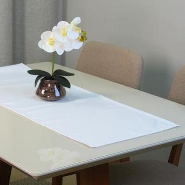 Imagem de Caminho de Mesa em Oxford, 100% Poliéster, 130 x 40 cm, Decorativo, Resistente, Fácil Manutenção (Branco)
