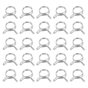 Imagem de HARFINGTON Clipes de mangueira de linha de combustível de fio duplo 16 mm ID 16-19,2 mm OD, 25 peças de clipes de mola de tubo de aço inoxidável variados para mangueira de ar, tubo de água