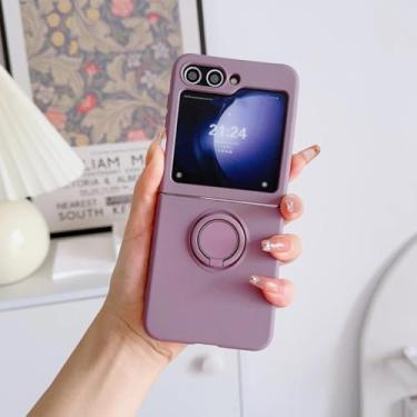 Imagem de Capa de silicone líquido com suporte em formato de anel para Samsung Galaxy Z Flip 7 6 5 4 3 (roxa para Galaxy Z Flip5/YH)
