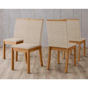 Imagem de Kit 4 Cadeiras de Cozinha Isa 4 Un Nature/Linho Bege - Henn