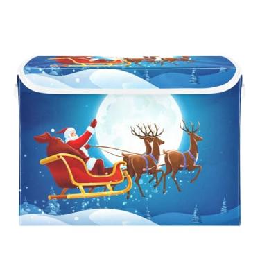 Imagem de SEHANY Cestas de armazenamento de Papai Noel de Natal com tampas, organizador de caixas de armazenamento de tecido para armário de roupas, cobertor de escritório, berçário, 42 x 32 x 30 cm