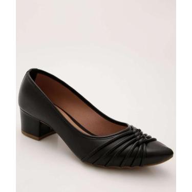 Imagem de Scarpin Feminino Tiras Salto Grosso Bico Fino-45052 - ADDAN, 35, Preto