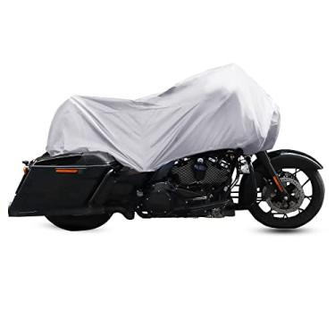 Imagem de X AUTOHAUX Capa de motocicleta meia capa leve para uso externo à prova d'água protetor de poeira de chuva tom prata tamanho G para a maioria dos vestidos completos Touring Cruiser