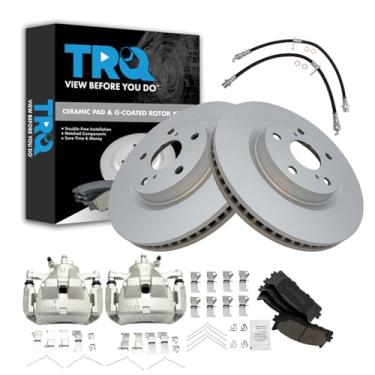 Imagem de TRQ Kit de pastilhas de freio e rotor premium de cerâmica revestida com G compatível com Lexus ES350 2013-2018 Toyota Avalon 2016-2018 Camry 2012-2017
