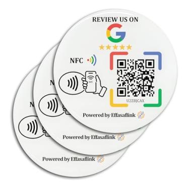 Imagem de Cartão adesivo epóxi com chip NFC e código QR - Compatível com a página de negócios do Google para avaliações de clientes, Boost Business Reviews, essencial para pequenas empresas, para iPhone e
