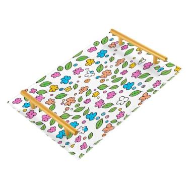Imagem de Wassud Bandejas de acrílico para banheiro de flores de desenho animado, bandejas de perfume, alça de maquiagem, cômoda, quarto, cozinha, mesa, 30 x 20 cm