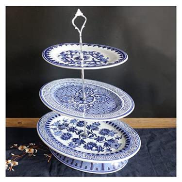 Imagem de Cesta de frutas e legumes, prato de frutas, lanche, sala de estar, suporte de bolo, para uso doméstico, frutas secas, bandeja de cerâmica chinesa, porcelana azul e branca, suporte de frutas para