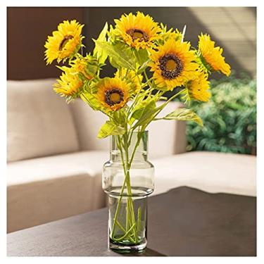 Imagem de Flores Artificiais Flores Artificiais Girassol Buquê Mobiliário Piso Sala de Estar Vaso de Flores Falsas Decoração de Buquê Seco Adequado para Varanda Mesa de Jantar Corredor Flores Falsas