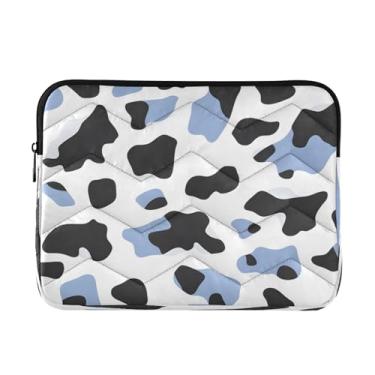 Imagem de STAYTOP Bolsa para laptop macia e resistente a impactos com estampa de leopardo azul e preto, bolsa protetora para notebook de 13 a 14 polegadas