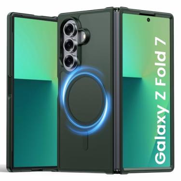 Imagem de Vividarm Capa magnética para Galaxy Z Fold 7, compatível com MagSafe [sem protetor de tela] [proteção de nível militar] Capa de telefone fina à prova de choque fosca translúcida para Samsung Z Fold 7