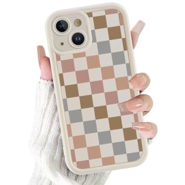 Imagem de Vulfwela Capa para iPhone 13 de 6,1 polegadas, estética, colorida, xadrez, com design de padrão quadriculado, macia, fina, TPU (poliuretano termoplástico) à prova de choque, capa xadrez protetora para