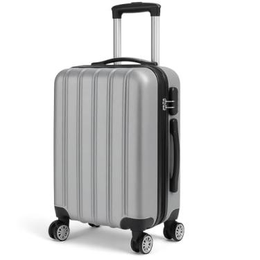 Imagem de Mala De Bordo 10Kg Pequena ABS Rodas 360 Graus Com Cadeado Ideal Para Bagagem De Mão Rígida Leve E Resistente (CINZA)