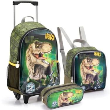 Imagem de Kit Mochila Infantil de Rodinhas Seanite Dino 16"