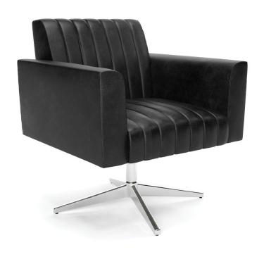 Imagem de Poltrona Giratória Viena Gomada Corano Preto Base Cromada - D'rossi