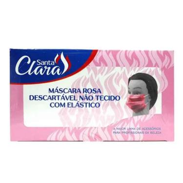 Imagem de Máscara Descartável Rosa C/Elástico 50 Unidades Santa Clara