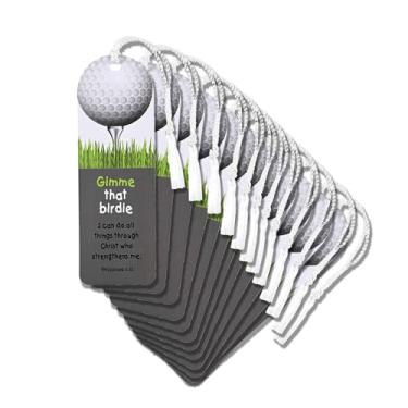 Imagem de Dicksons Marcador de livro com borla esportiva cristã inspiradora para livros, estudo bíblico, diários de 5 x 15 cm, cartolina de golfe I Can Do All Things, pacote com 12