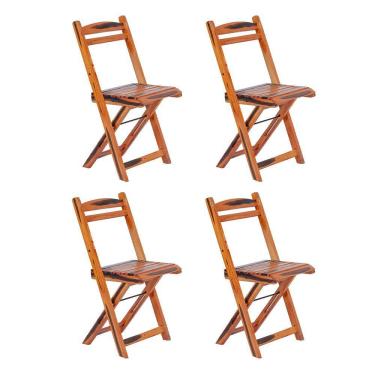 Imagem de Kit 4 Cadeiras Dobrável 100% Madeira Maciça Ypê Ideal Para áreas Externas E Internas Cerejeira
