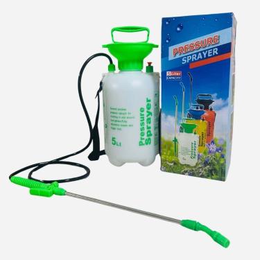 Imagem de Pulverizador Manual 5 Litros Com Mangueira E Bomba Branco Com Amarelo