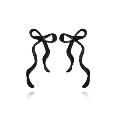 Imagem de Brincos de laço de Natal, laço vermelho, fita dourada, brincos de Natal para ela, presentes de amizade para mulheres, presentes de Natal, Dia dos Namorados, Medium, Latão, Sem pedra preciosa