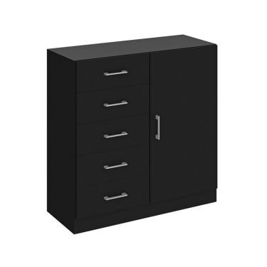 Imagem de Cômoda Miami 1 Porta 5 Gavetas Preto