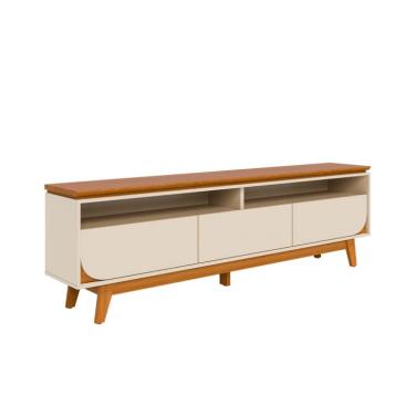 Imagem de Rack para TV até 75 Polegadas Selene 3 Gavetas Off White e Cinamomo 200 cm