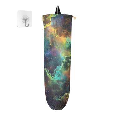 Imagem de Pacote com 2 porta-sacolas plásticas coloridas e abstratas, organizador de sacolas de supermercado, suporte de saco de cozinha