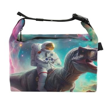 Imagem de TSENQUE Astronaut t Rex Space Lancheira personalizada para mulheres meninas alça de ombro ajustável lancheira para trabalho estampa animal isolada