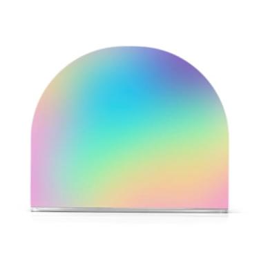 Imagem de Porta-guardanapos de acrílico gradiente arco-íris pastel, porta-guardanapos em forma de U para carro, serve para 50-60 guardanapos, suportes de toalhas de papel