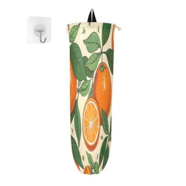 Imagem de Suporte de saco plástico laranjas de forma artística, suporte de sacola de supermercado para sacolas plásticas, suporte de saco plástico para cozinha, 1 pacote