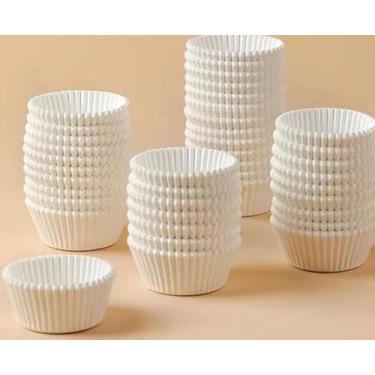 Imagem de Forros de cupcake de papel branco premium, 1000 unidades, tamanho padrão de 5 x 4 cm para bolos e bolos