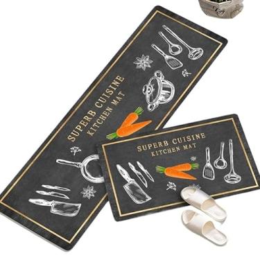 Imagem de Conjunto de passadeira antiderrapante para cozinha(Talheres e Cenoura)