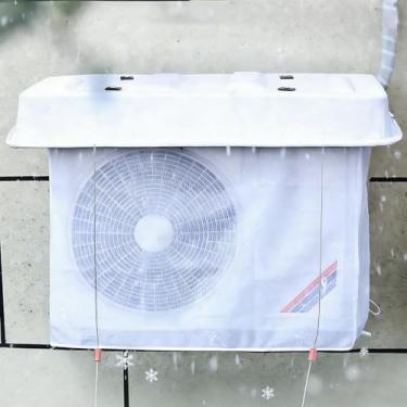 Imagem de RAUMPA Capas de ar condicionado para unidades externas de janela com rede protetora para compressor condensador HVAC mini split bomba de calor protege contra intempéries (branco, 98 x 50 cm)