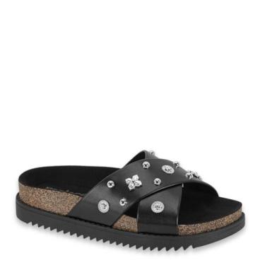 Imagem de Tamanco Papete Flatform Bottons Feminino Moleca 5500.112, Preto, 35