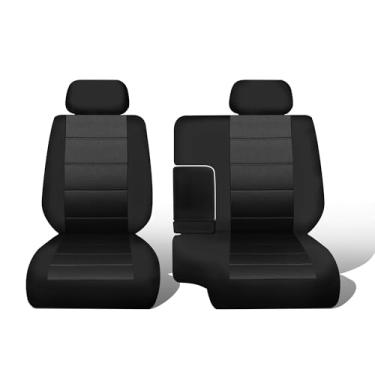 Imagem de Jokuye Capas de assento dianteiras 60/40 divididas para Toyota Tacoma 1995 1996 1997 1998 1999 2000 – Tecido de poliéster resistente com encosto de cabeça e capas de console, fácil instalação – Preto