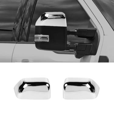 Imagem de RAZPOY Capa de espelho retrovisor lateral com acabamento de concha metade superior compatível com Ford F250/F350/F450/F550 2017-2023, cromado