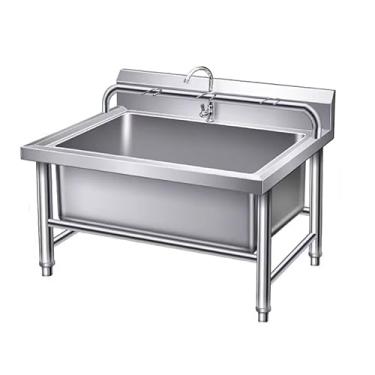 Imagem de Pia de cozinha comercial de 1 compartimento, pia de aço inoxidável, lavatório de mão de preparação e utilitário, pia utilitária, para cozinha/restaurante (100 cm/35,4 pol.)